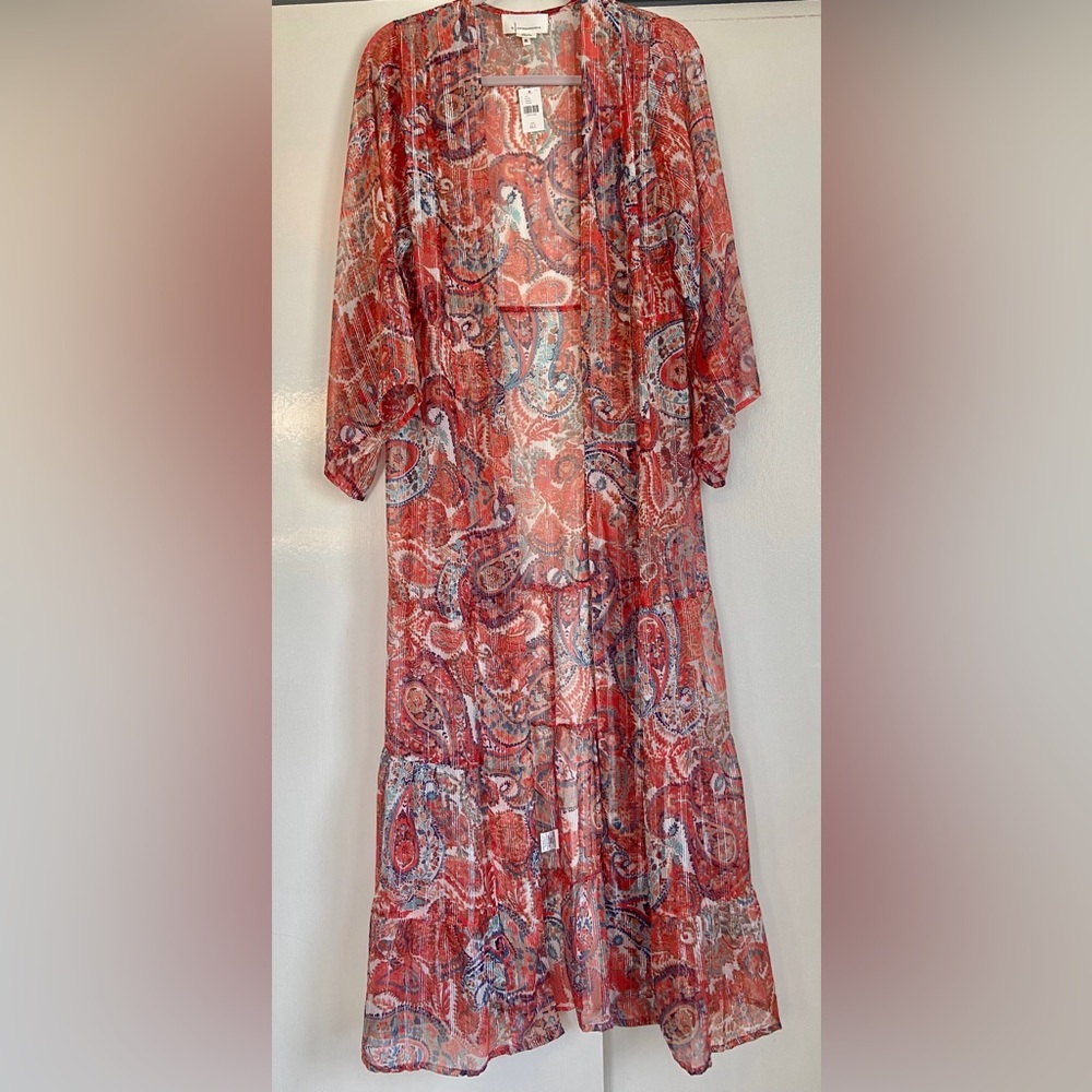 Anthropologie Kimono with Metallic Threads NWT OS